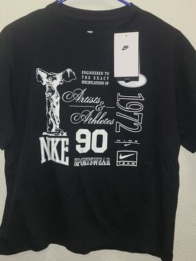 Nike Black Short Sleeve Graphic Tee with White Logos XL